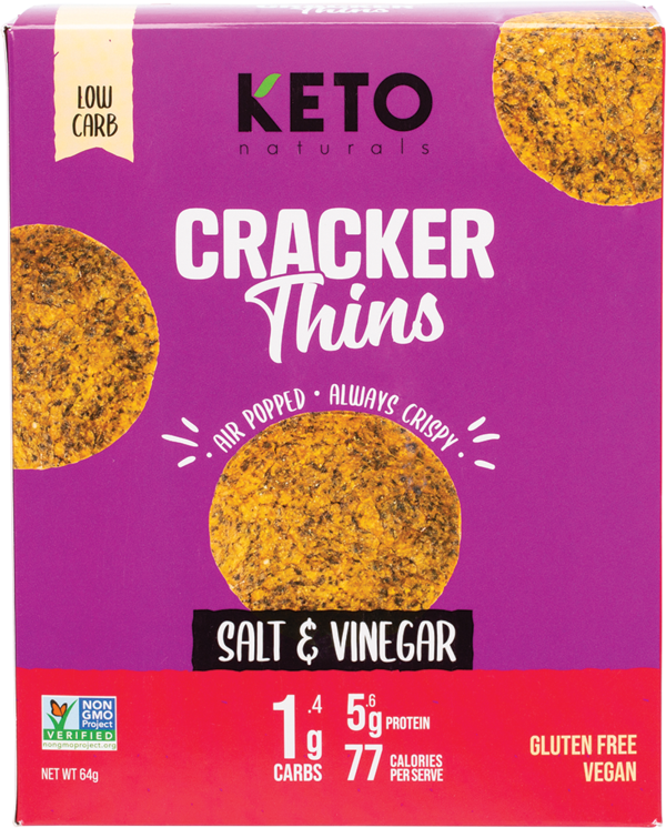 Low Carb ** Cracker Thins Salt and Vinegar 64g ( Best Before 02/08/2