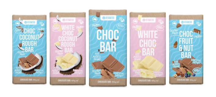 Keto Direct Vitawerx Milk and White Chocolate Bar pack 5 x 100g